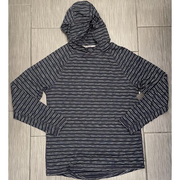 Cuddl Duds Mens ClimateSport Pull-Over Hoodie Blue Striped Size Medium NWT - Picture 1 of 7